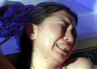 Asian model is playing with tentacles